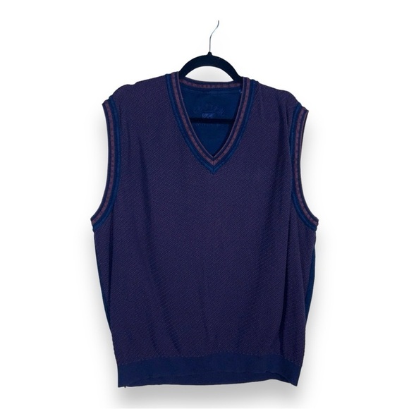 XL TALL VINTAGE CUTTER AND BUCK SWEATER VEST BLUE PURPLE COTTON PREPPY ACADEMIA - Picture 1 of 12
